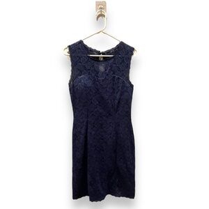 MODCLOTH | Navy Blue Lace Overlay Midi Dress | Size Medium